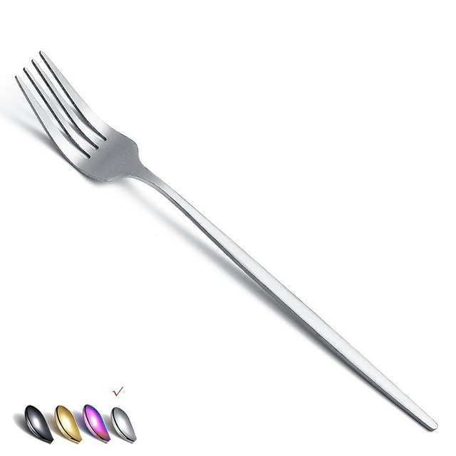 Matt Dinner Forks 6 Piece, Stainless Steel Dessert, Table, Salad Forks - Silverware Set for Home, Kitchen or Restaurant - Dishwasher Safe (Matt Silver-8.4 Inch)