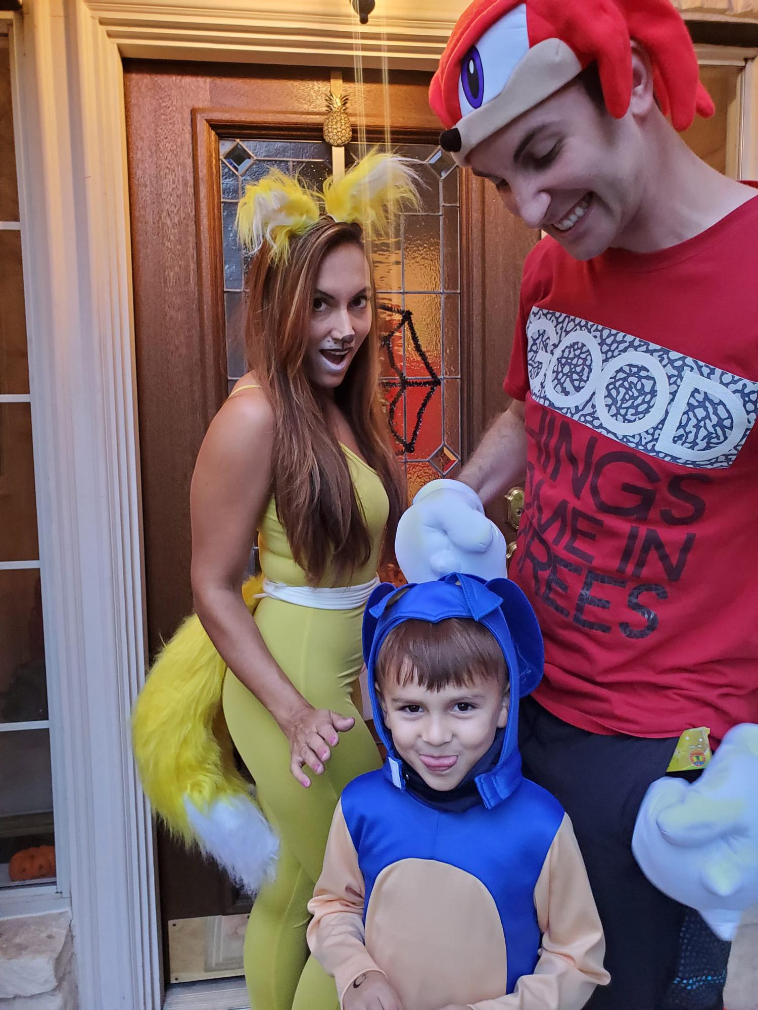 Family Halloween fun! We wore a group costume: Sonic, Tails and Knuckles.