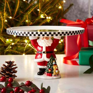 Christmas Tree Figural Santa Footed Treat Tray