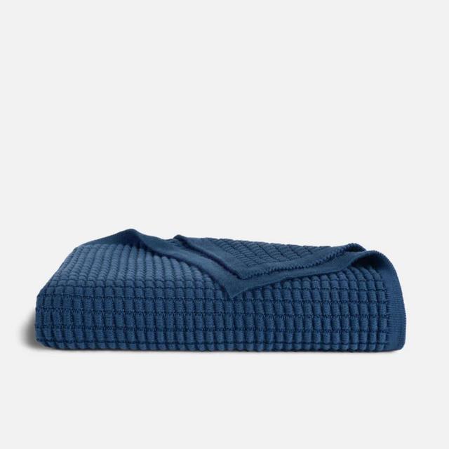 Grid Knit Cotton Throw Blanket