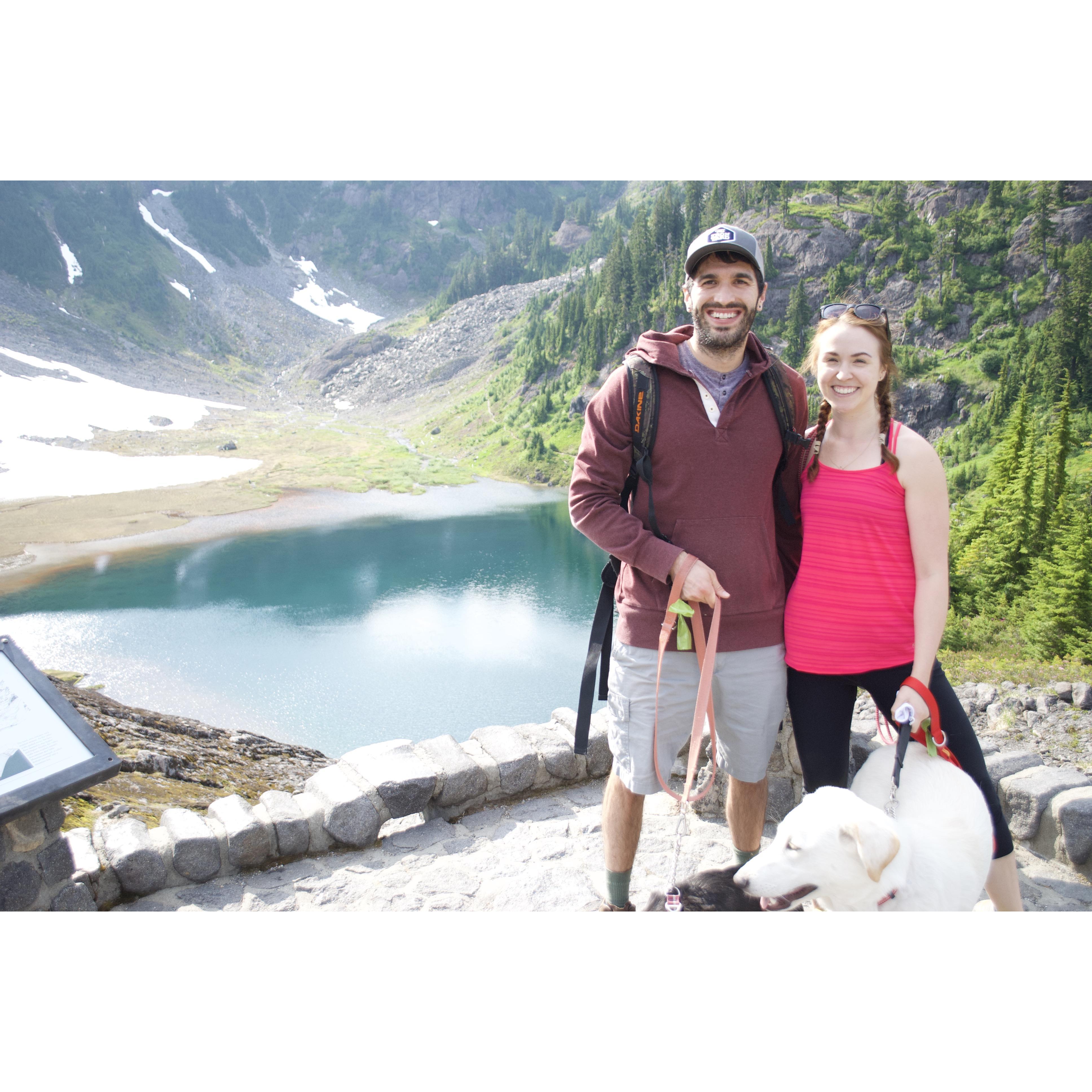 Hiking around in search of our wedding spot