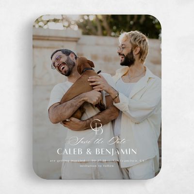White Rounded Wedding Save the Date - Kenai Portrait