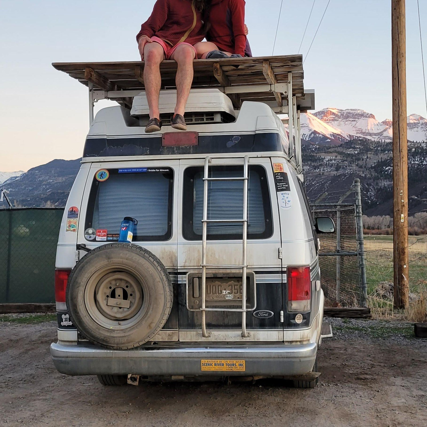 Collin and Emily enjoying the sunset in Ridgway, Colorado on top of Collin's home <3