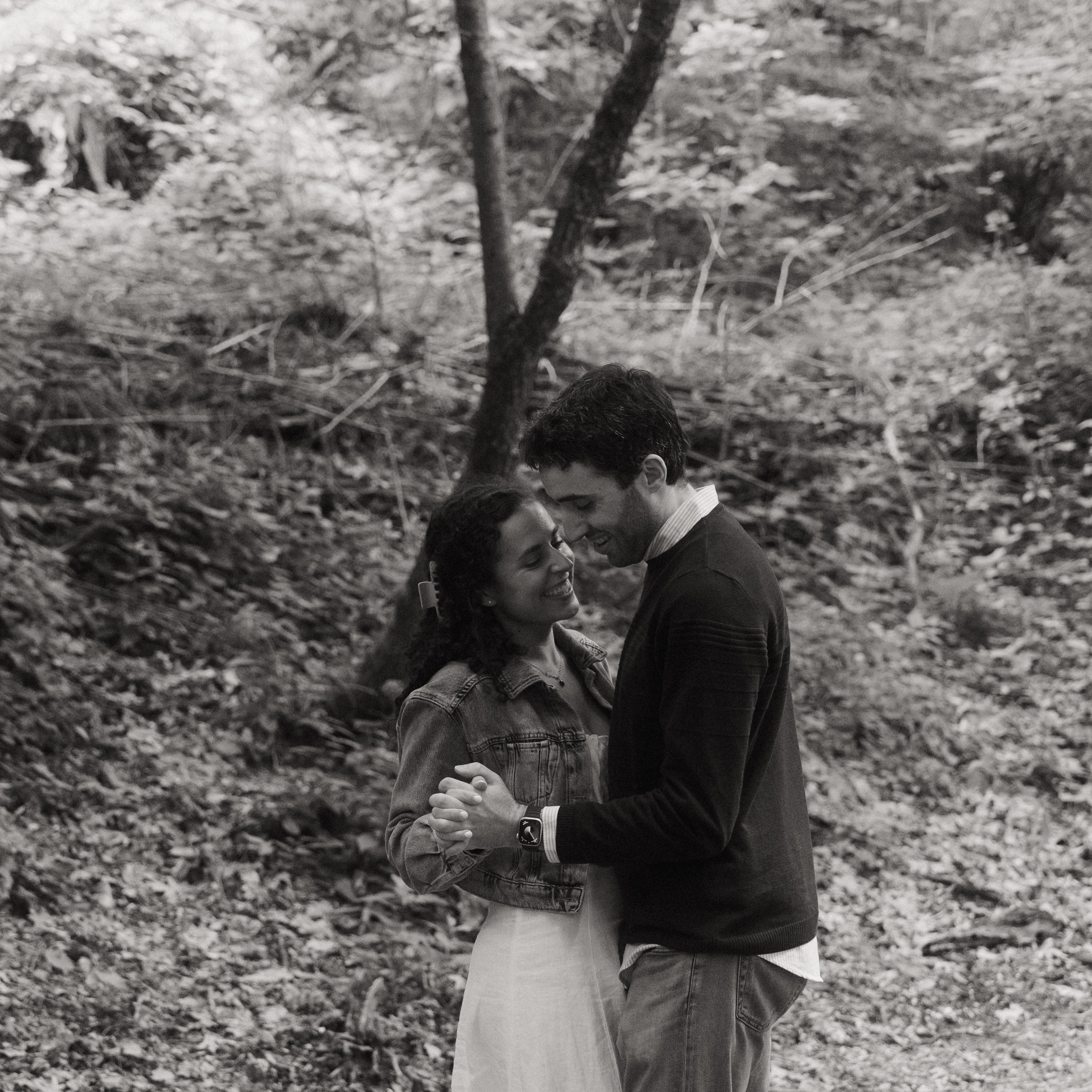 In Prospect Park for our engagement shoot (June 2025)