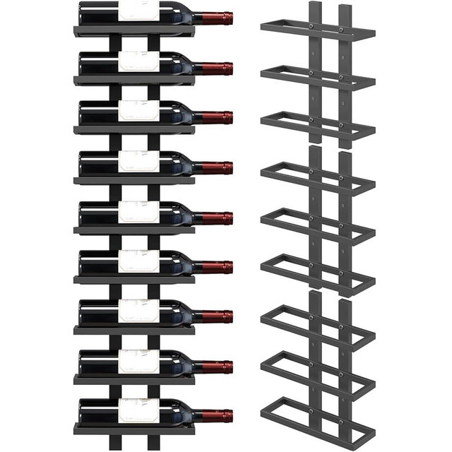 Yzosvki 9 Bottle Wall Mount Wine Rack, Detachable Wall Mounted Wine Bottle Racks for Display and Storage, DIY Hanging Bottle Holder for Home Bar, Dining Room