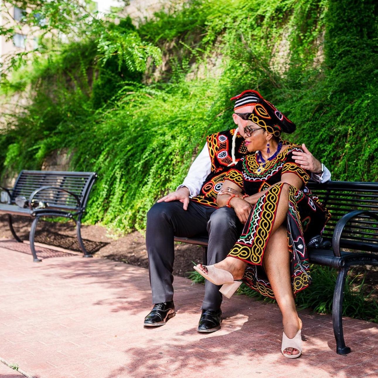 A Cameroonian Traditional Attire. We both were having a deep conversation in the Village. (Smile)