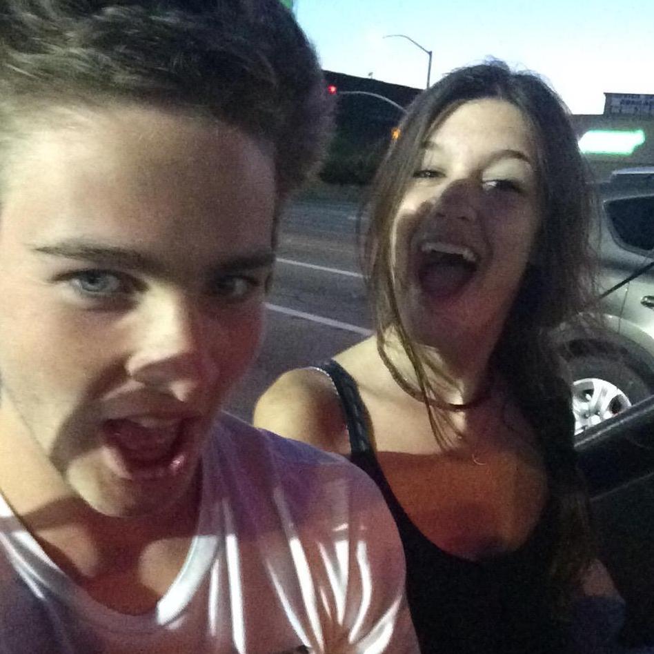 Our FIRST ever photo together in the back of Justine's Jeep.