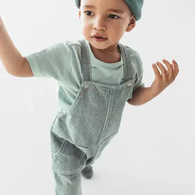 STRIPED DENIM OVERALLS - 6-9 Mos
