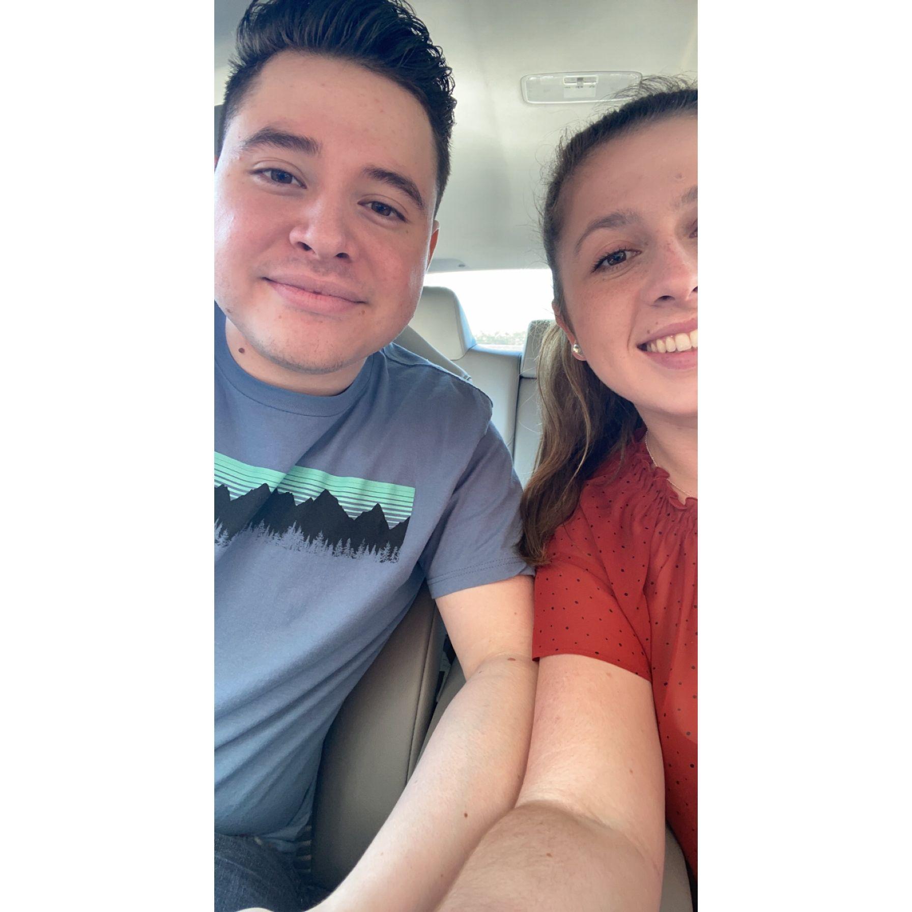 A picture of us on our 1 year anniversary before we went and ate Korean BBQ!