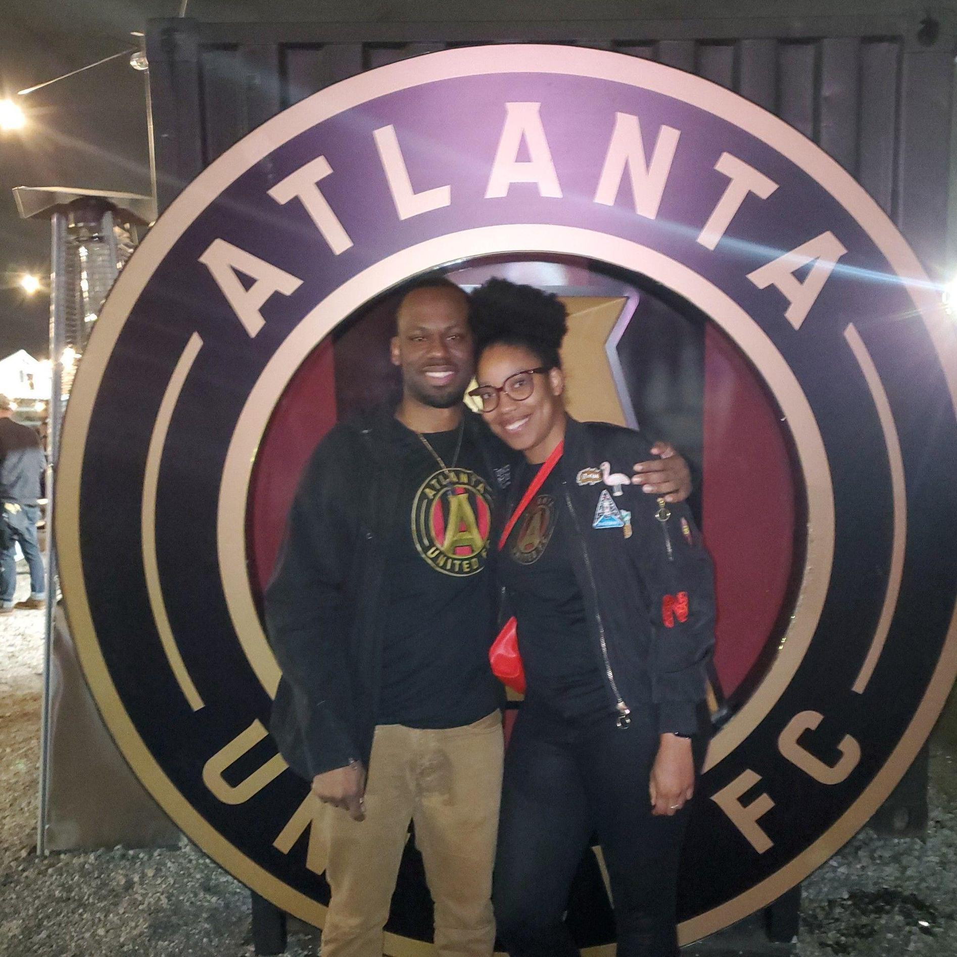 Mar 2022: Celebrating the Atlanta United season kick-off wearing our first set of matching shirts!
