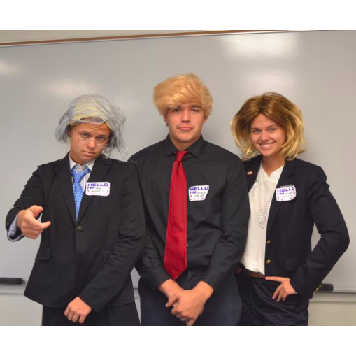 Homecoming week, Olivia, Luke, and Madison as the 2017 Presidential Candidates