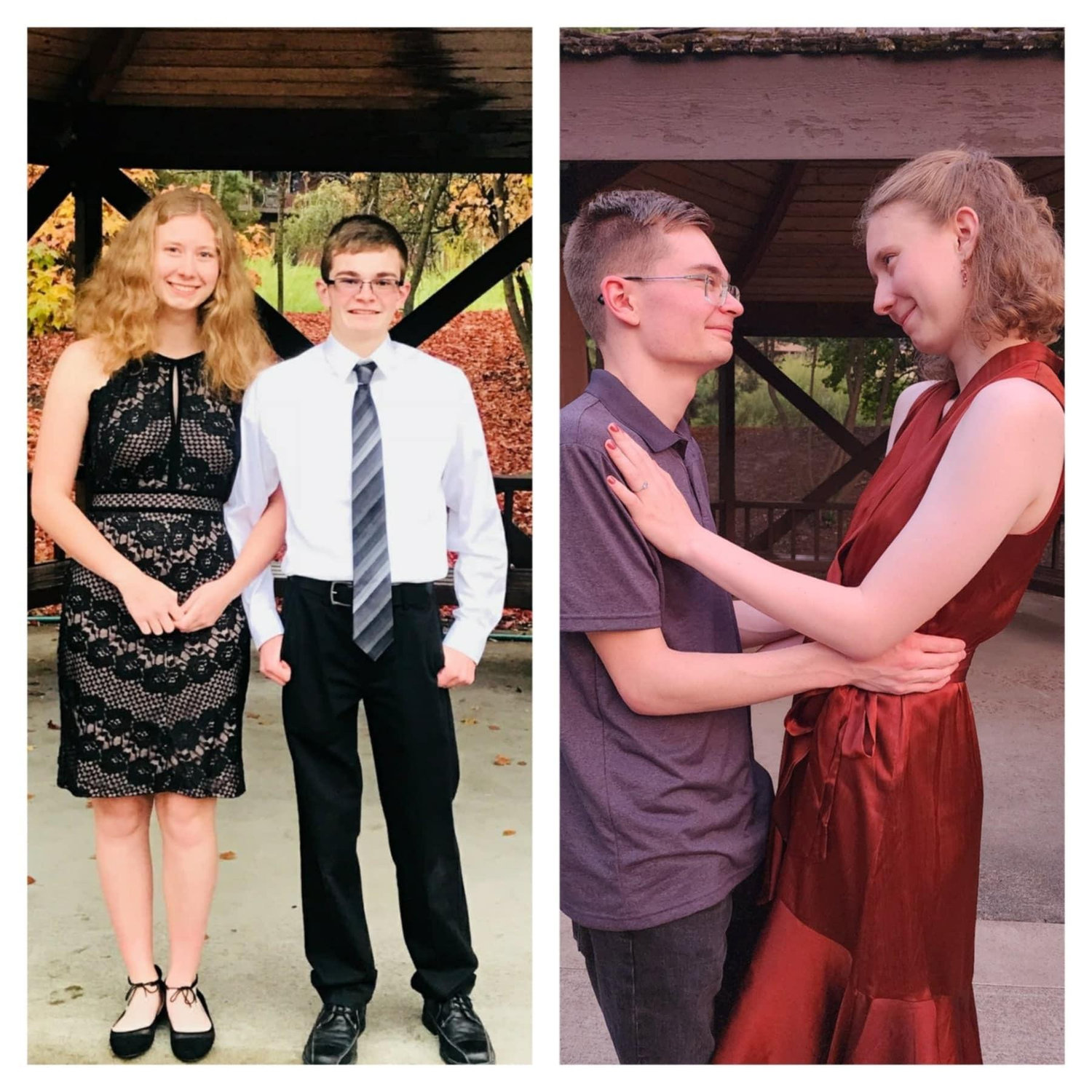 First date, 2018. Engagement, 2024. Same gazebo!