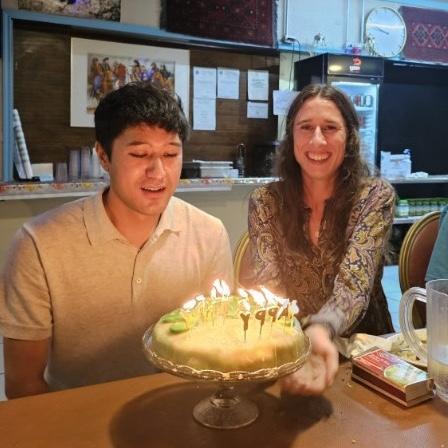 Emily surprised Chris with his favorite cake… a Swedish marzipan cake!