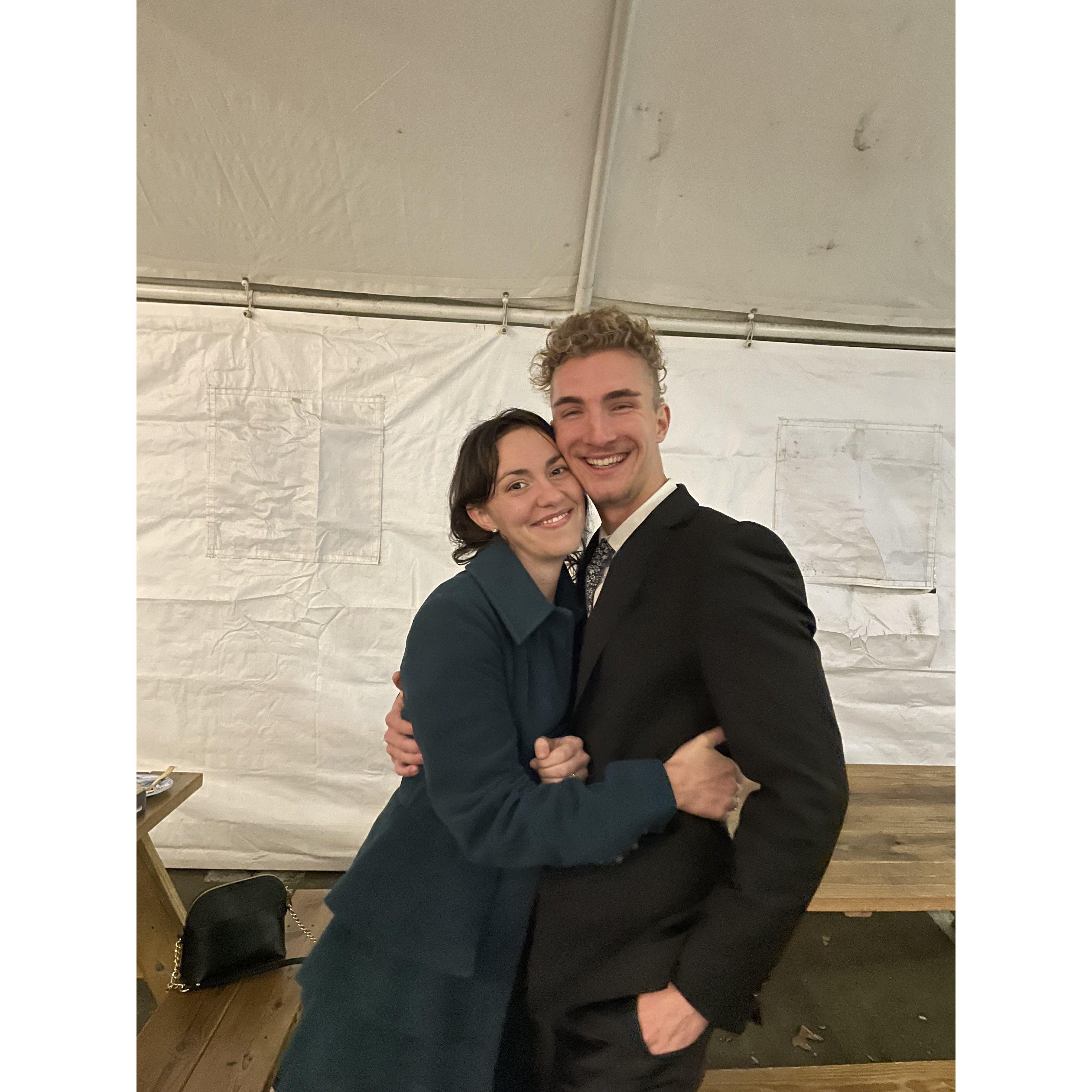 At the after party following our surprise engagement!