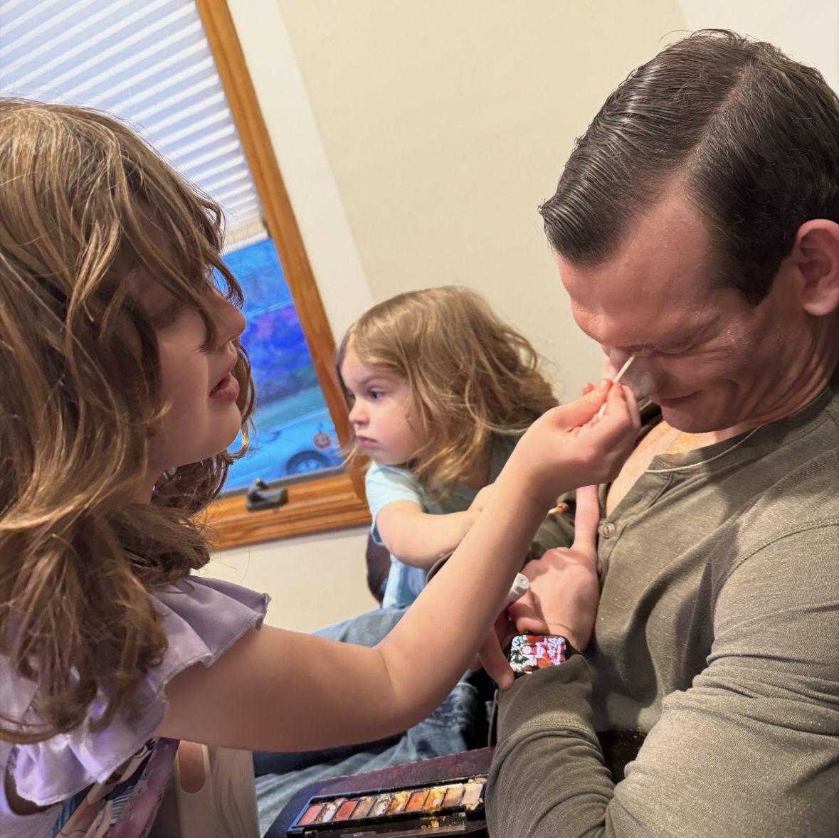 When we babysat Blake and Mackenzie. Doing Uncle Matts makeup was the highlight of the night! (November 2024)