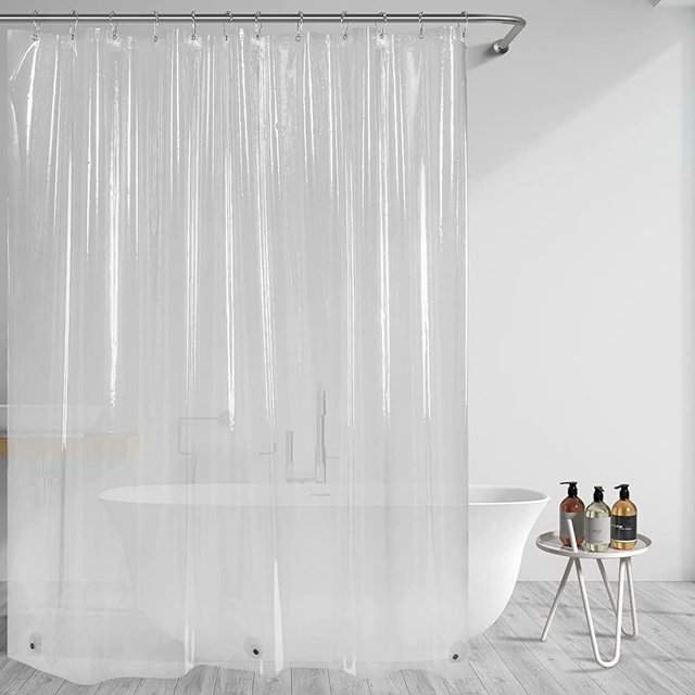 AmazerBath Extra Long Shower Curtain Liner, Clear Shower Curtain Liner 96 Length, 72x96 Plastic Shower Curtain Liner, Cute PEVA Tall Shower Liner, Bathroom Shower Curtain Liners with 3 Magnets