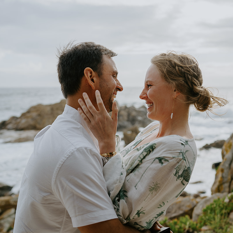 The pair after their proposal in Porto, Portugal June 2023.
