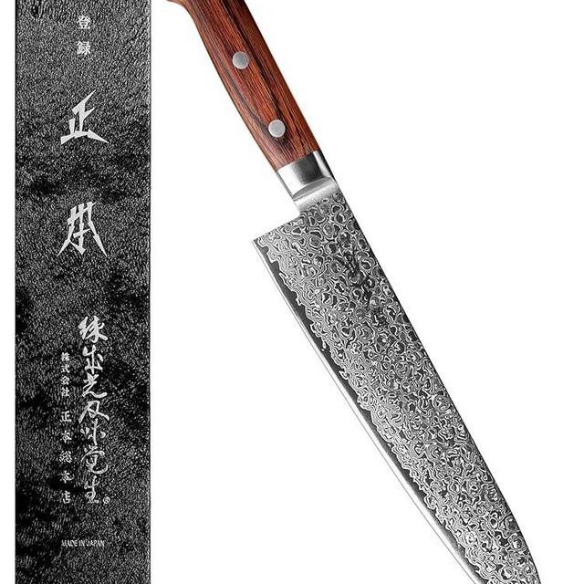 MASAMOTO ZA Japanese Chef Knife 8" Gyuto Professional Damascus Chef's Knife, ZA-18 Clad 69 Layers Japanese Stainless Steel Blade, Mahogany Pakkawood Handle, Made in JAPAN -Tokyo Exclusive Edition-