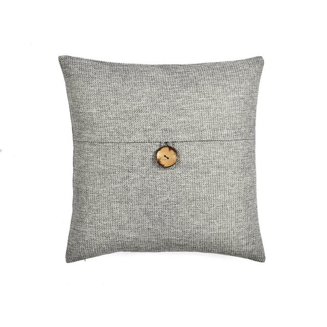 20"x20" Oversize Linen Texture Woven Button Family-Friendly Square Throw Pillow Cover Gray - Lush Décor