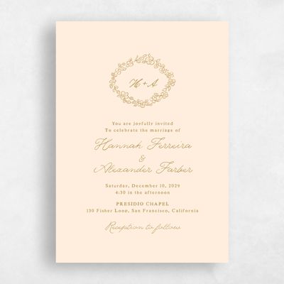 Buttercream, Beige Wedding Invitation - Leda Portrait