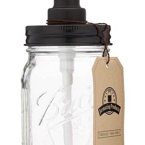 Jarmazing Products Mason Jar Soap Dispenser - Black - with 16 Ounce Ball Mason Jar - Made from Rust Proof Stainless Steel