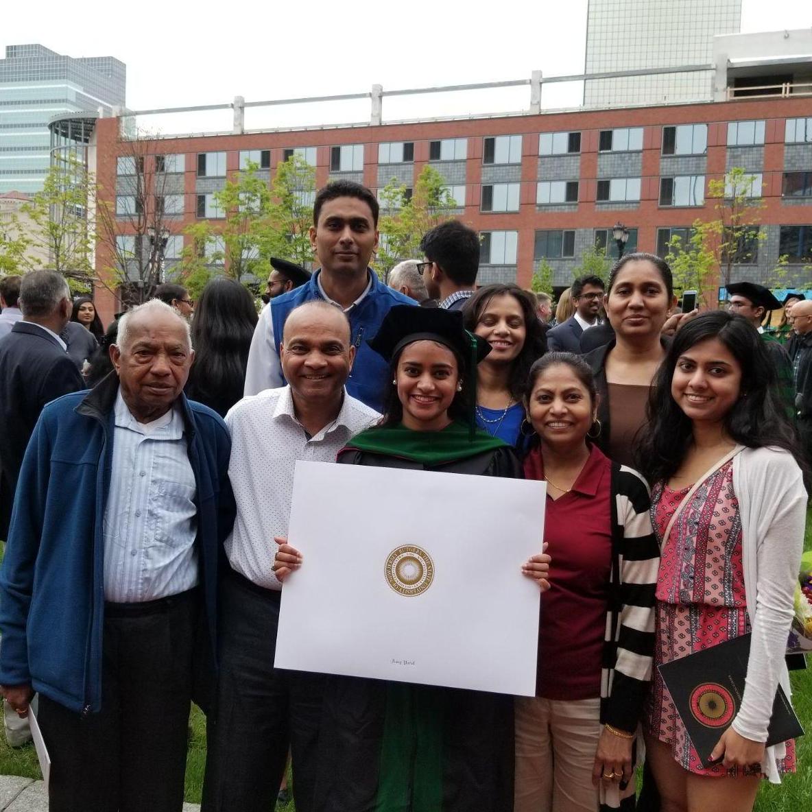 The extended Patel family celebrating Amy's graduation from medical school!
