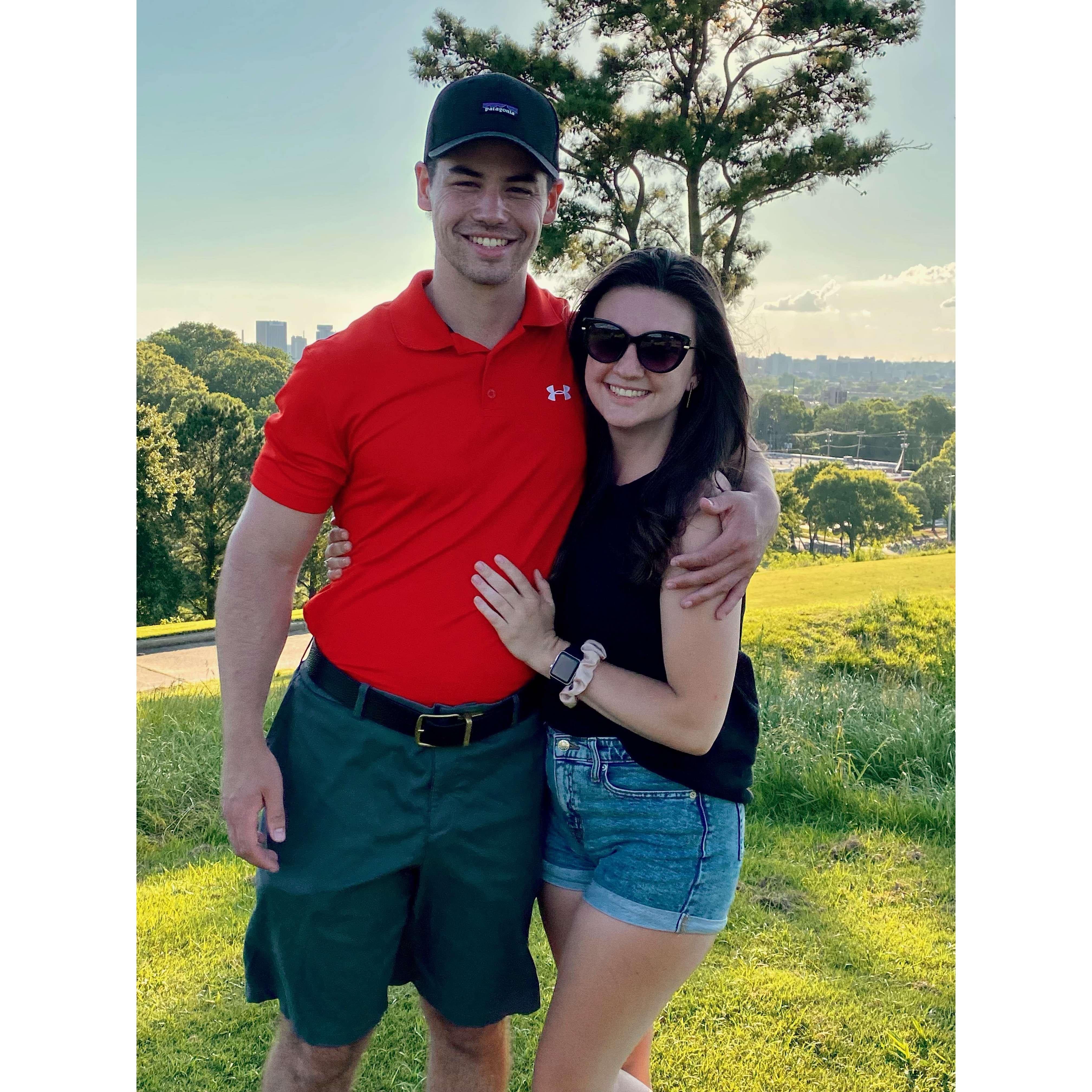 Golfing during Tom's first trip to Bham!