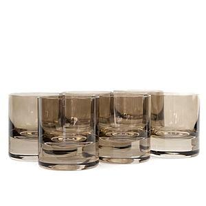 Estelle Colored Glass Rocks Glass Set of 6, "Gray Smoke"