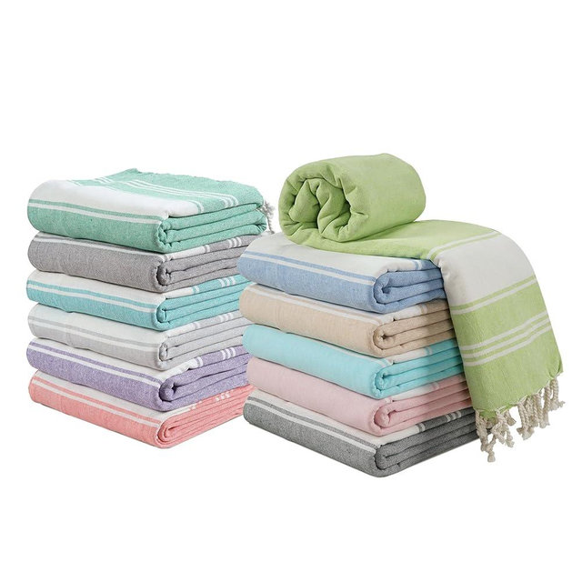 LANE LINEN Turkish Beach Towels Set of 12, Oversized Beach Towel, Lightweight Beach Essentials for Women, Large Pool Towel, Absorbent & Quick Dry, Sand Free Beach Towel, 39"x71" - Dazzling Dozen