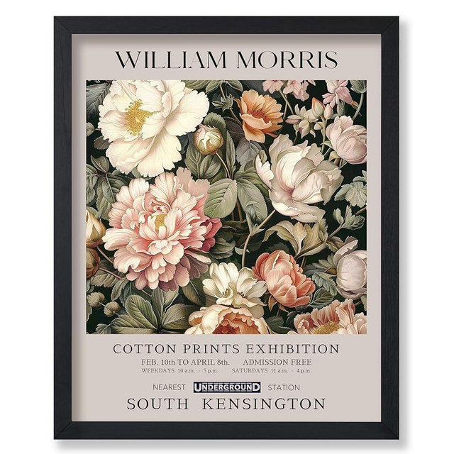 Poster Master Pink Peonies Print - William Morris Poster - Textile Pattern Art - Botanical Exhibition Art - Floral Illustration - Aesthetic Living Room or Bedroom Decor - 8x10 UNFRAMED Wall Decor