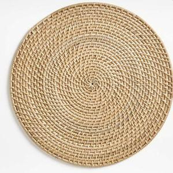 Artesia Natural Woven Rattan Round Placemats | Crate & Barrel