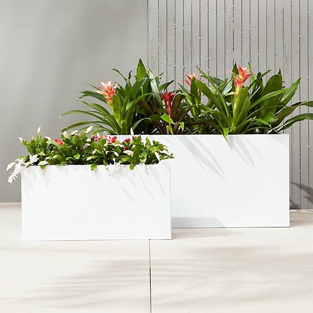23.5" x 11.75" Blox Rectangular Hi-Gloss White Planters
