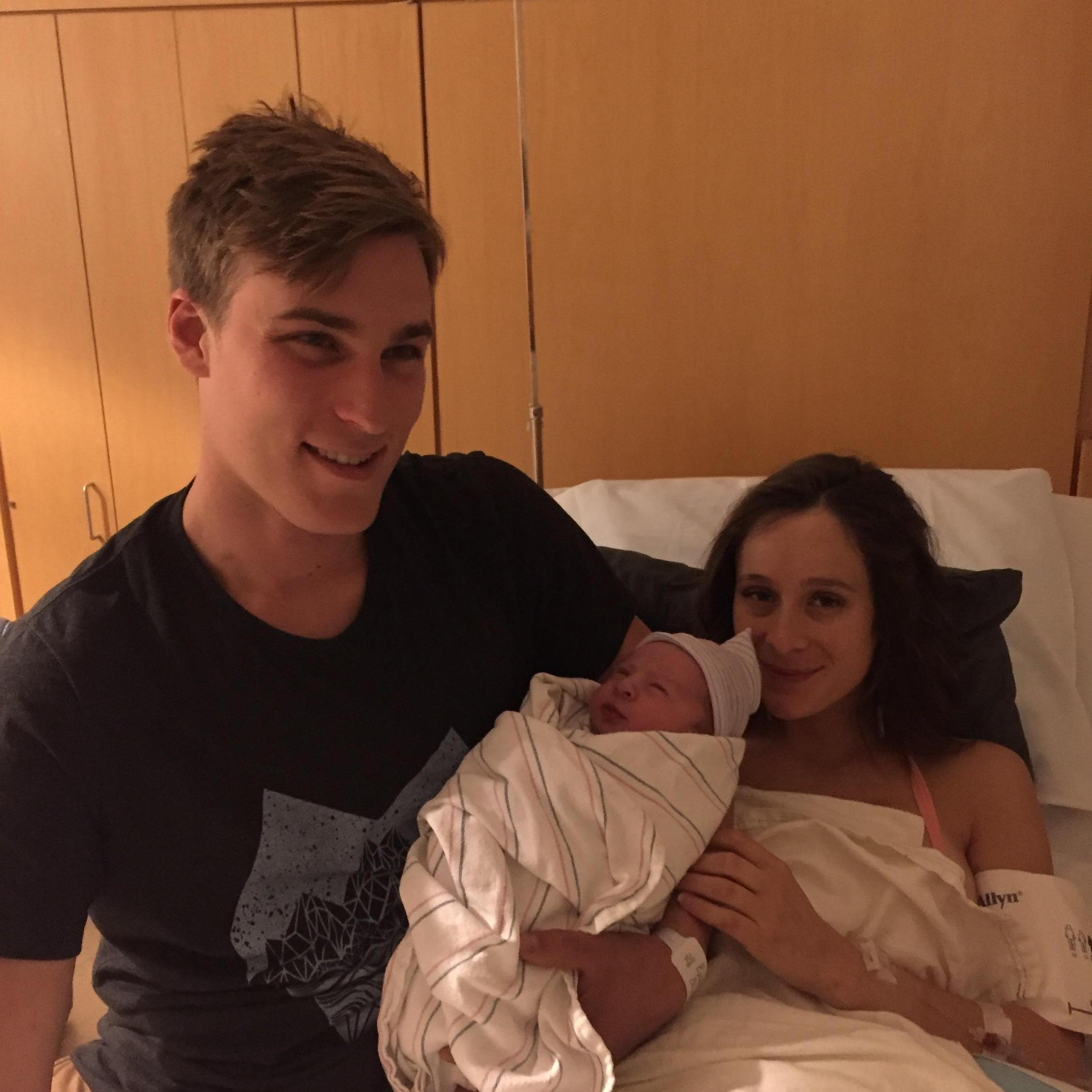 When sh** got real! .... The sweetest moment, welcoming Lukas into our life.  First day as a Family.