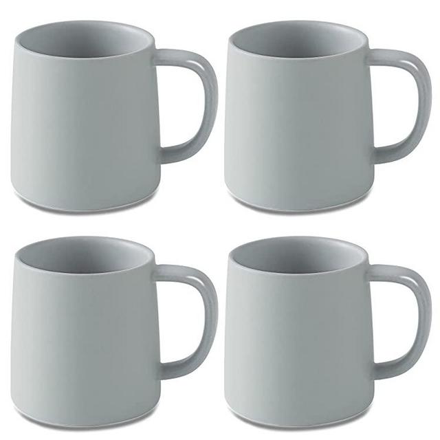 T-WARE Ceramic Mugs, Microwave Safe Mugs, Ceramic Coffee Cups, 16 Oz Coffee Mugs for Office and Home, Set of 4, Light Grey