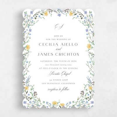 White Scalloped Wedding Invitation - Papillon Classic