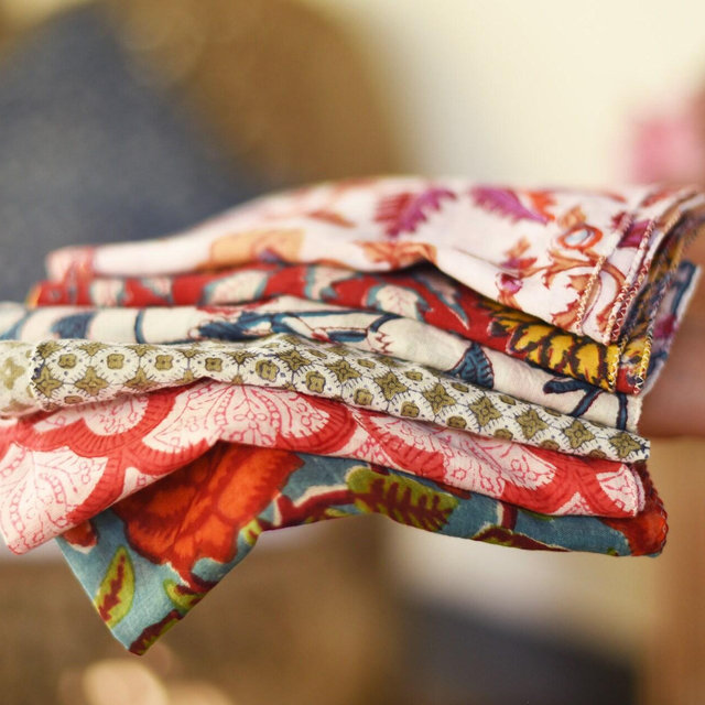 Soft Cloth Cotton Block Printed Napkins,...