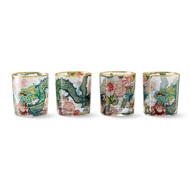 Schumacher Chiang Mai Dragon Double Old-Fashioned Glasses, Set of 4