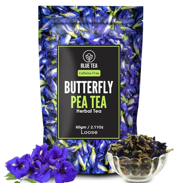 BLUE TEA - Butterfly Pea Flower Tea - 2.11 Oz (120+ Cups) | CHRISTMAS GIFTS | SUPER ANTIOXIDANT | Chemical Free | Herbal Tea - Caffeine free - Detox Tea - Non Bitter - Vegan - No Preservatives | Zipper Pack