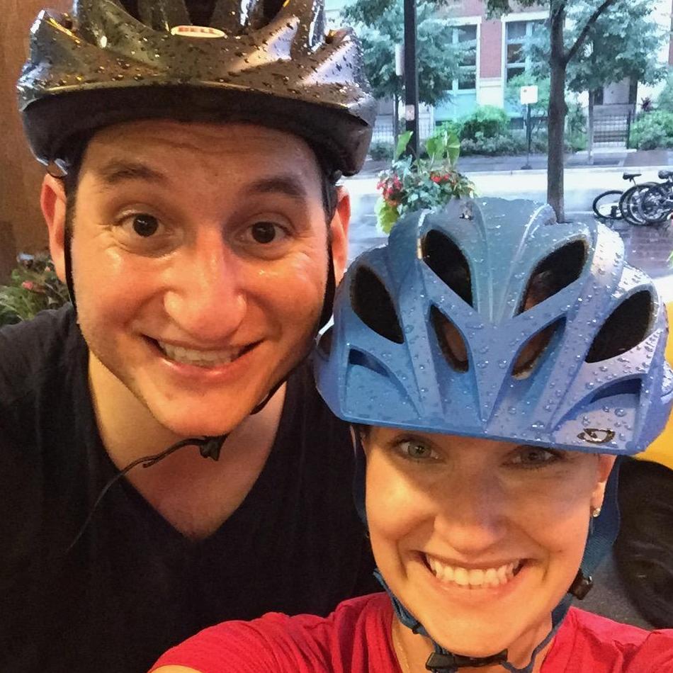 When we got caught in the pouring rain on our bikes.