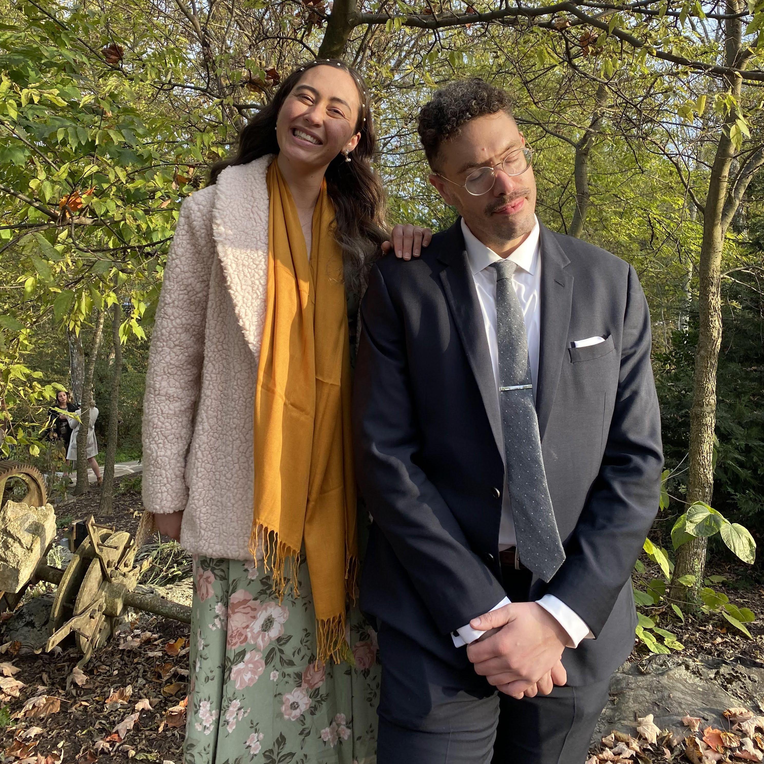 Not pictured: 2021 Julia climbing on a stump and yelling for Gabe to take a platonic pic