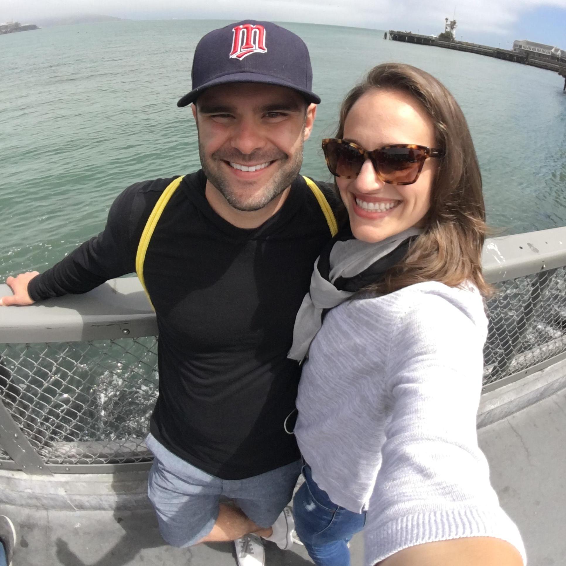 Exploring the Bay Area and biking across the Golden Gate Bridge, before our engagement.