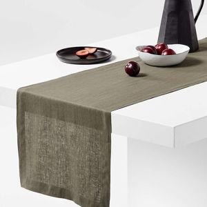 Marin 120" Desert Green EUROPEAN FLAX ™-Certified Linen Table Runner | Crate & Barrel