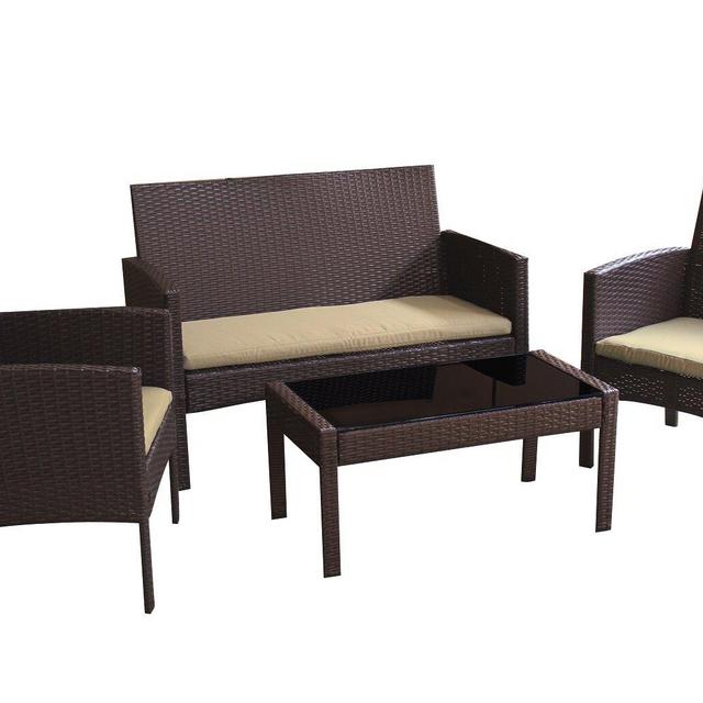 Tessio 4 Piece Rattan Sofa Seating Group with Cushions