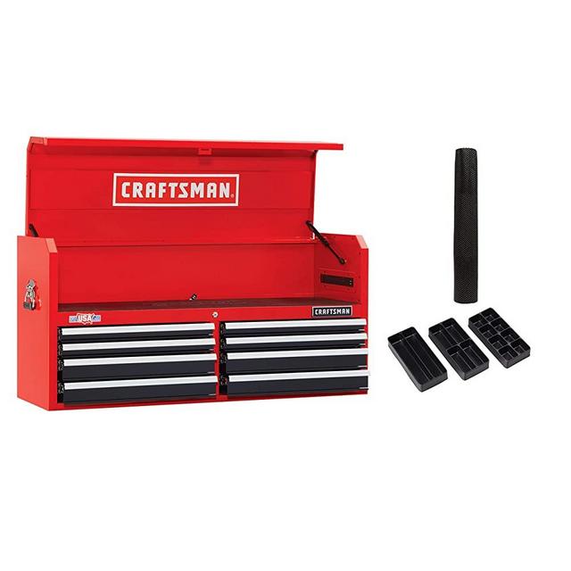 CRAFTSMAN Tool Chest with Drawer Liner Roll/Tray Set, 52-Inch, 8 Drawer, Red (CMST82774RB)