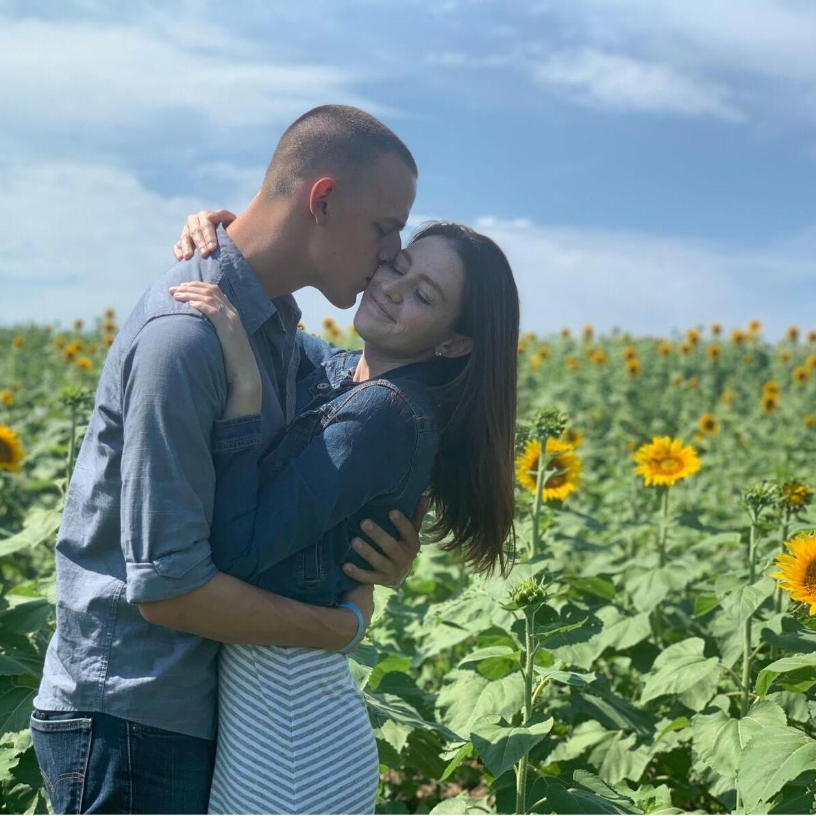 Grinter Sunflower Farm Engagement Picture