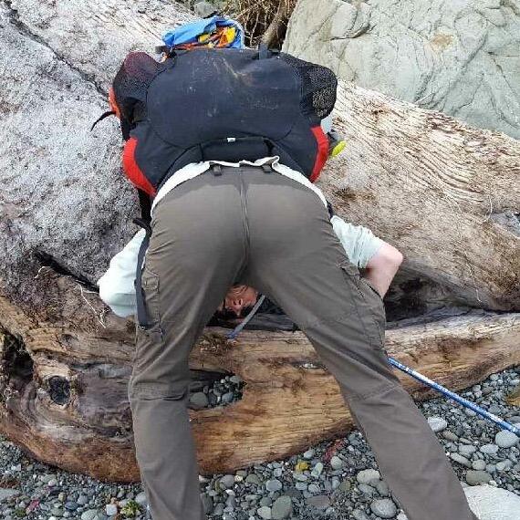 Date #64 -- ~14/30 miles. It's all fun and games until a wave soaks someone's shoes. Blistered, but still good.