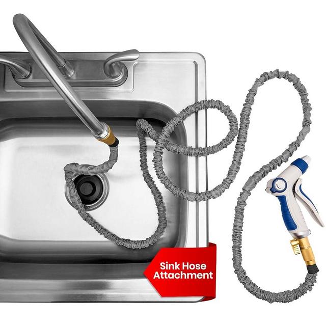 Indoor Sink Hose Attachment For Kitchen Sink or Bathroom Sink Faucet - Extra Long Utility Sink Hose (25 FT) For Watering Houseplants, Dog Washing, Household Cleaning