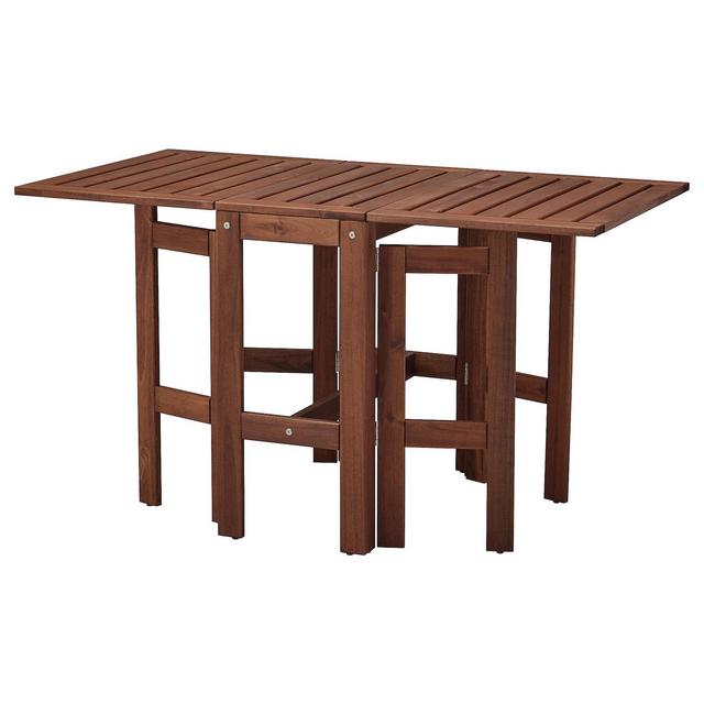 ÄPPLARÖ Gateleg table, outdoor, brown stained, 13 3/8/32 5/8/51 5/8x27 1/2 "