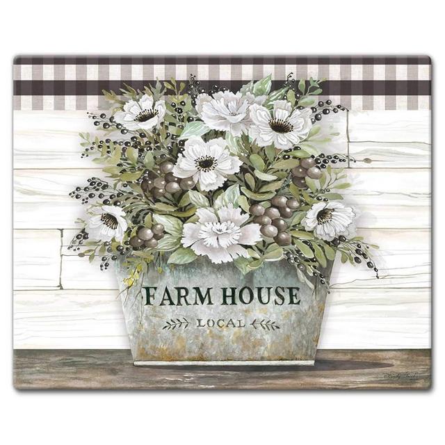 CounterArt Vintage Farmhouse 3mm Heat Tolerant Tempered Glass Cutting Board 15” x 12” Manufactured in the USA Dishwasher Safe