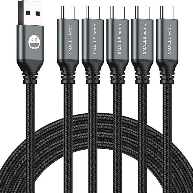 USB Type C Cable 5-Pack 3FT,SMALLElectric USB Type A to C Fast Charger Cords for Samsung Galaxy S20 S10 S9 S8 Plus, Braided Fast Charging Cable for Note 10 9 8, LG V50 V40 G8 G7,(Grey)